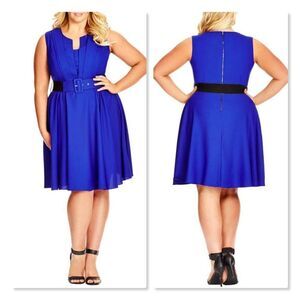 NEW! City Chic | 'Vintage Veroni' Fit & Fare Dress - size 22W in Blue